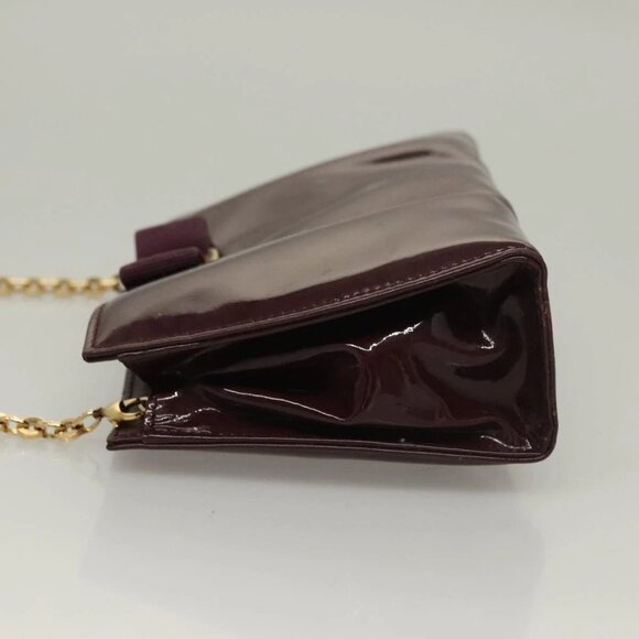 Salvatore Ferragamo Chain Vala Hand Bag Enamel Purple Gold - Picture 4 of 15